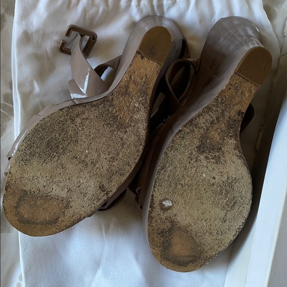 Chloe taupe patent buckle wedges - Picture 9 of 12